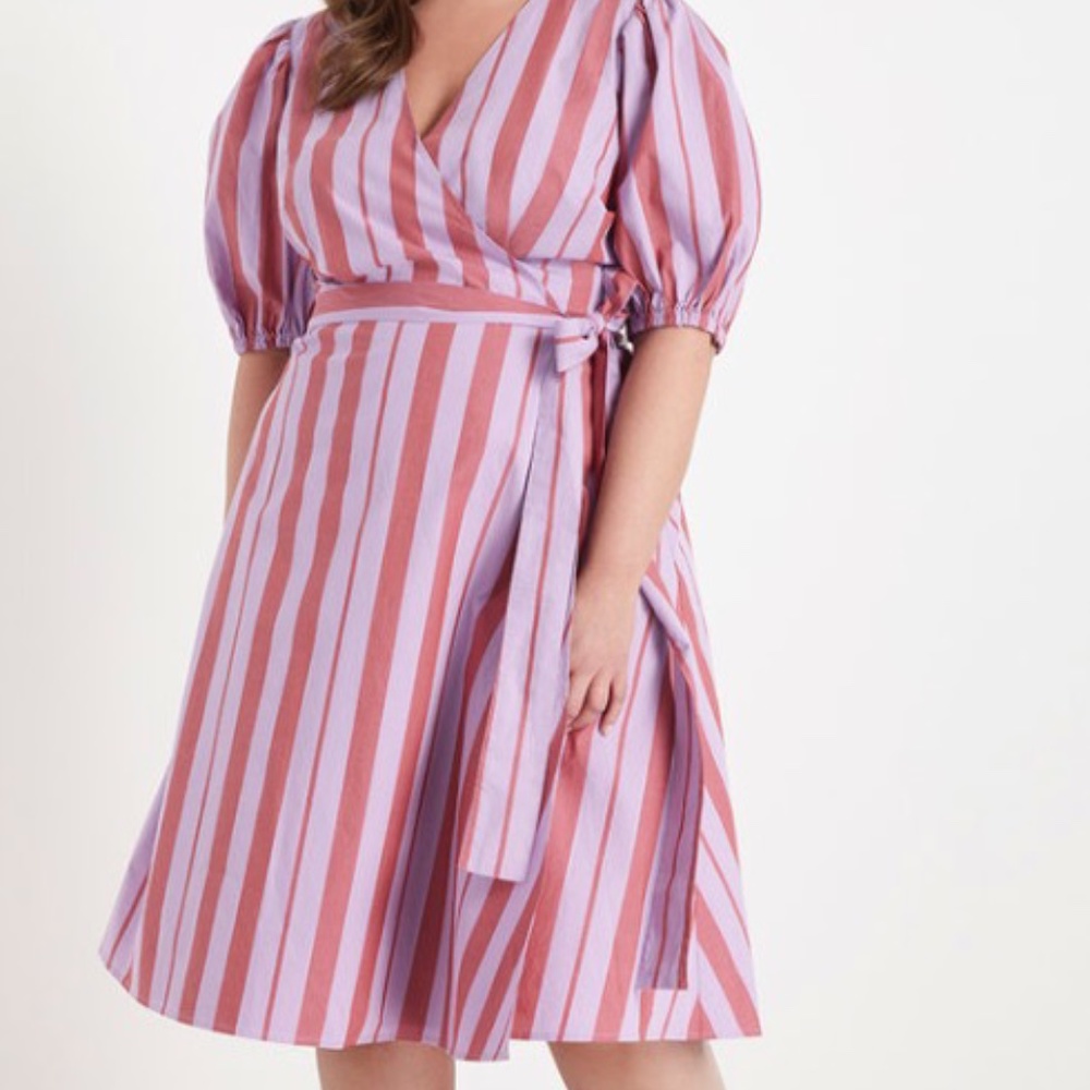 ELOQUII Stripe Wrap Dress